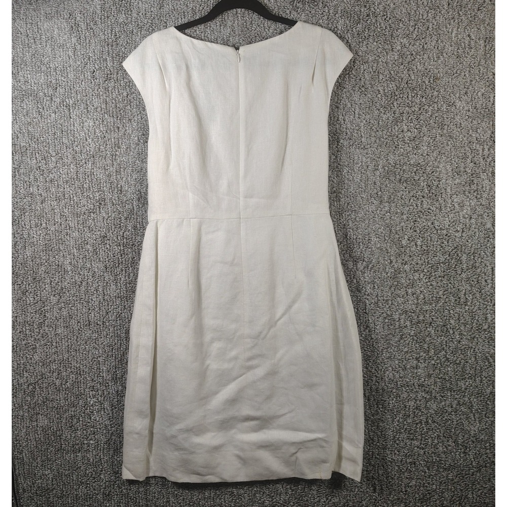 J.Crew Dress White Linen Twisted Waist Sheath OldMoney Womens 12 Large